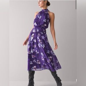 White House Black Market, sleeveless, iris print midi dress, size 2